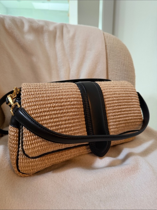 Jacquemus Handbags - Jacquemus woven straw & black leather trimmed bag